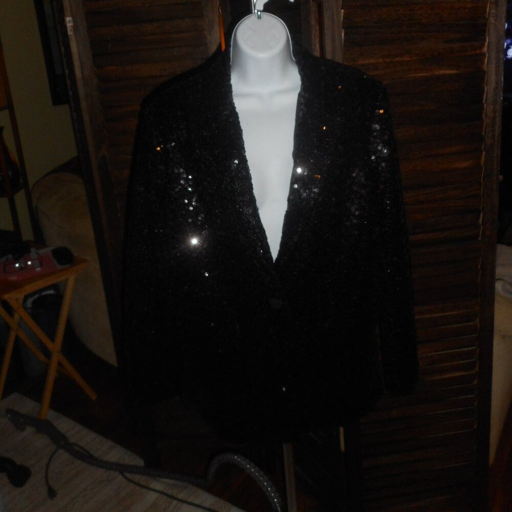 NWT Steve Madden Full black sequin blazer, size Small - Picture 7 of 14